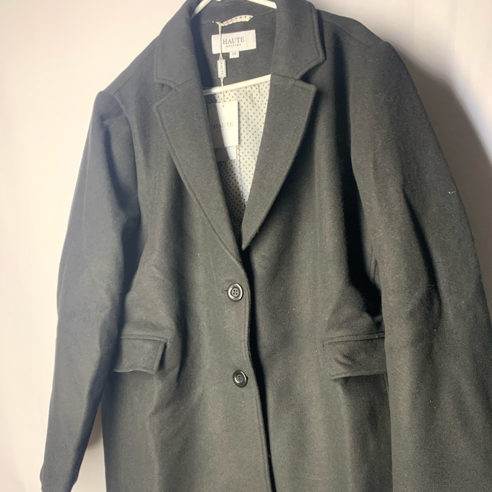 New! Haute edition wool blend coat button